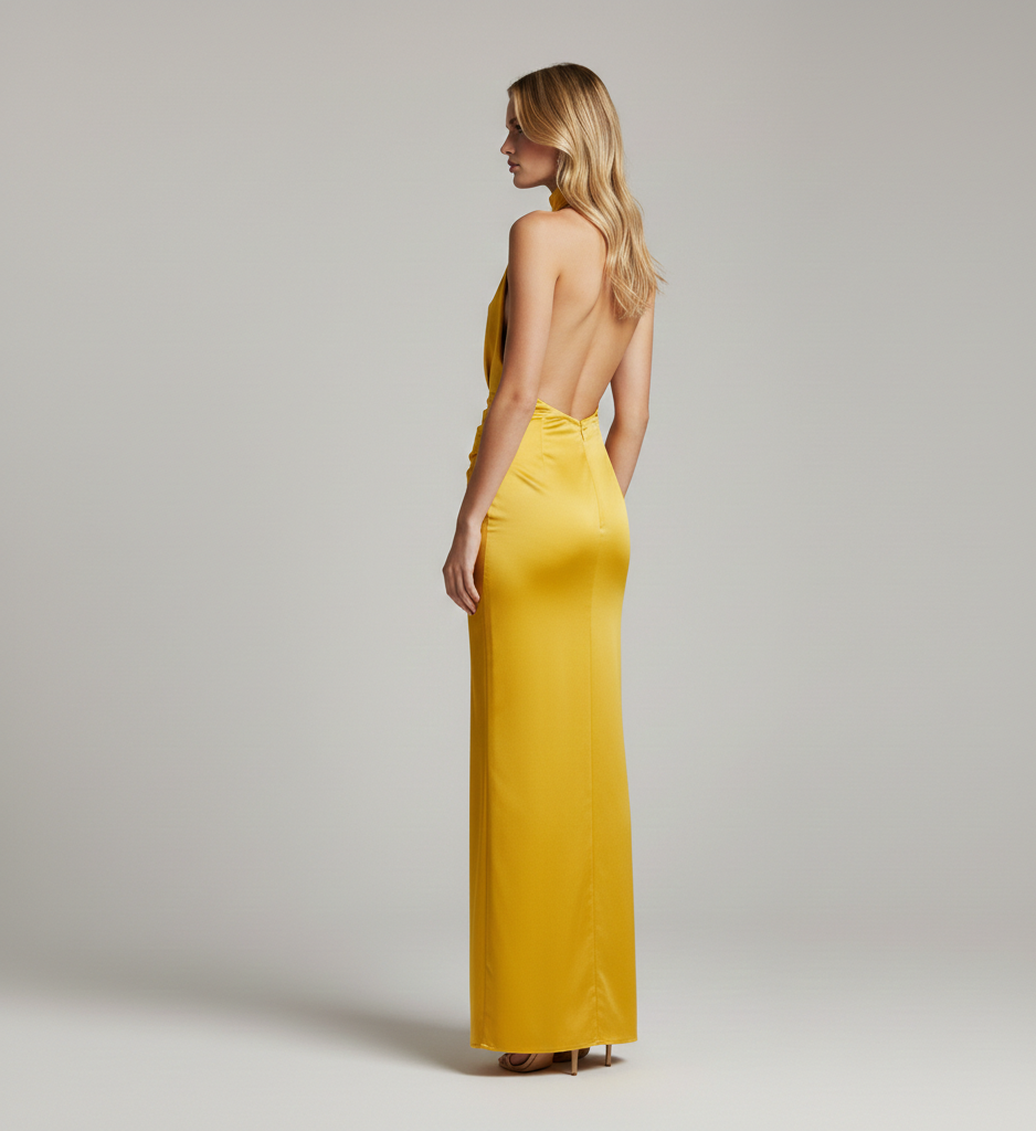 Vestido Privé – Vestido maxi halter con espalda descubierta