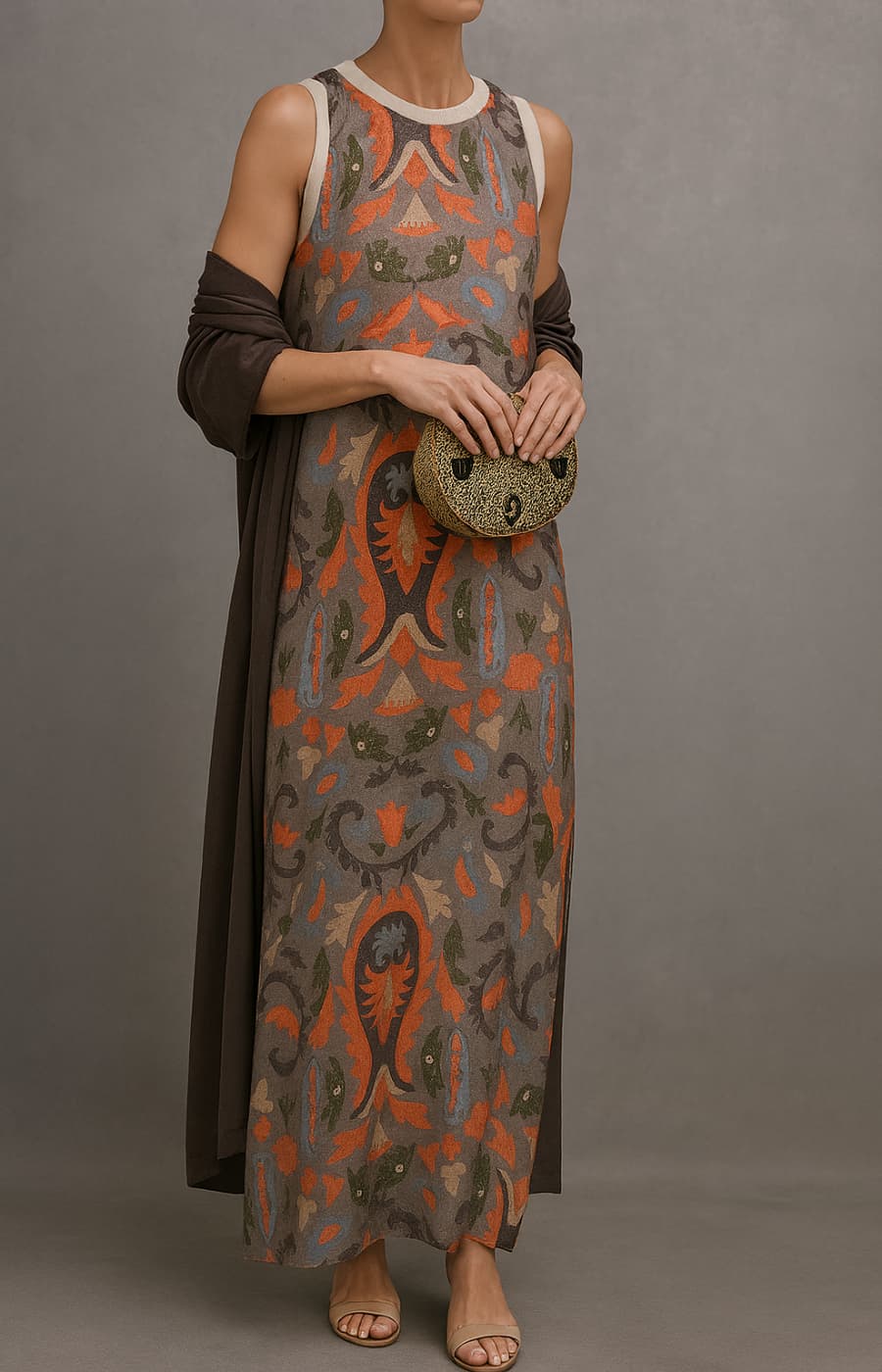 Élina | Ensemble de robe longue imprimée avec veste assortie