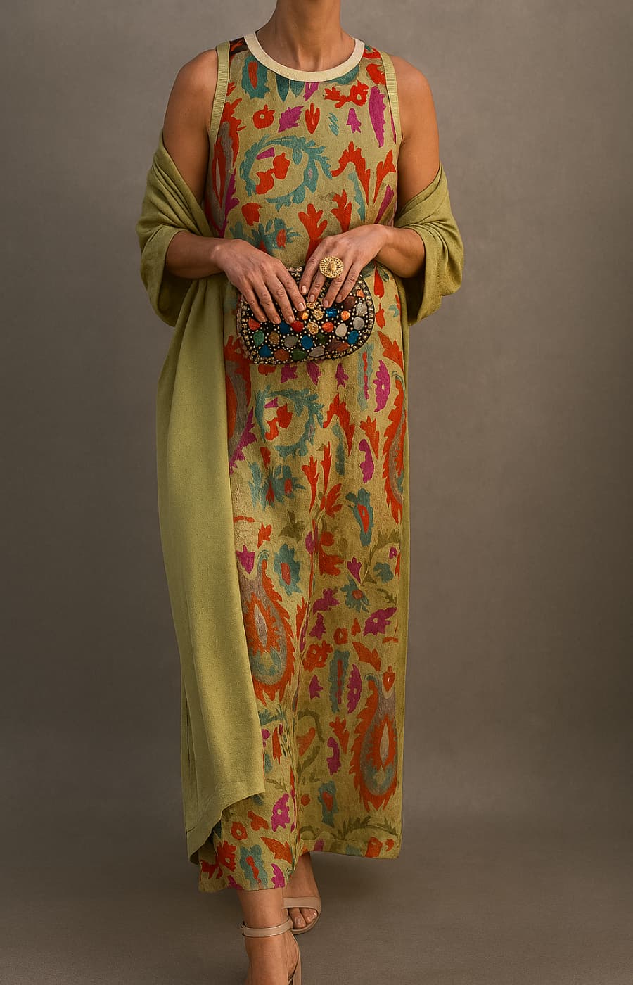 Élina | Ensemble de robe longue imprimée avec veste assortie