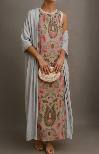 Élina | Ensemble de robe longue imprimée avec veste assortie