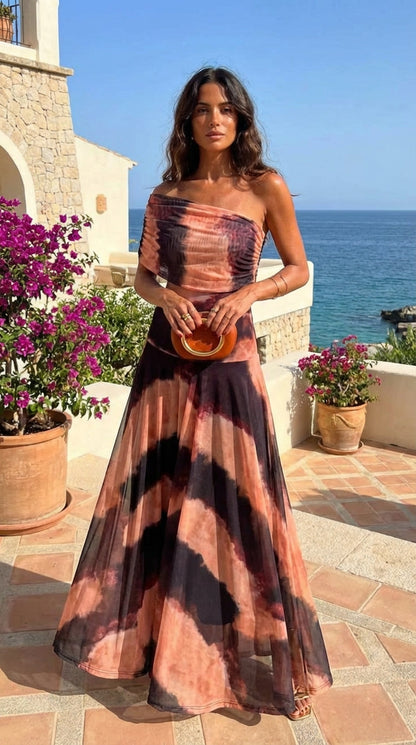 Robe à motifs orange et marron