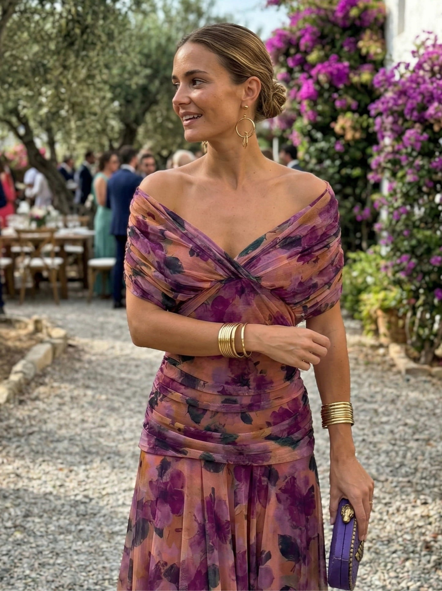 Robe longue à encolure en V