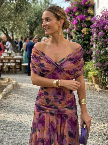 Robe longue à encolure en V