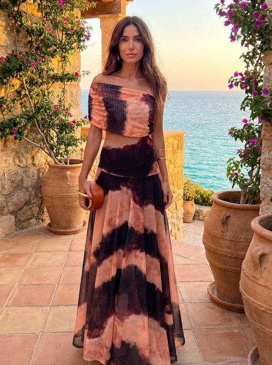 Robe à motifs orange et marron