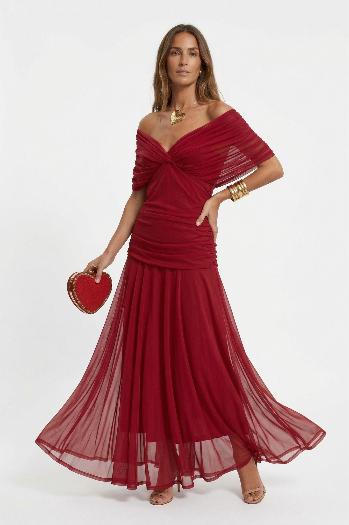 Robe longue à encolure en V