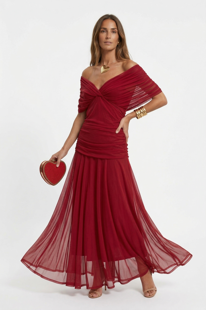 Robe longue à encolure en V