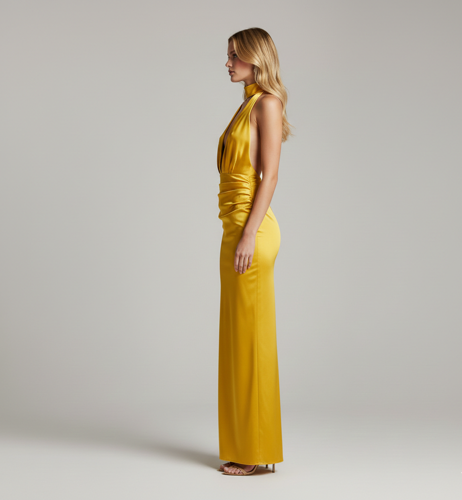 Vestido Privé – Vestido maxi halter con espalda descubierta