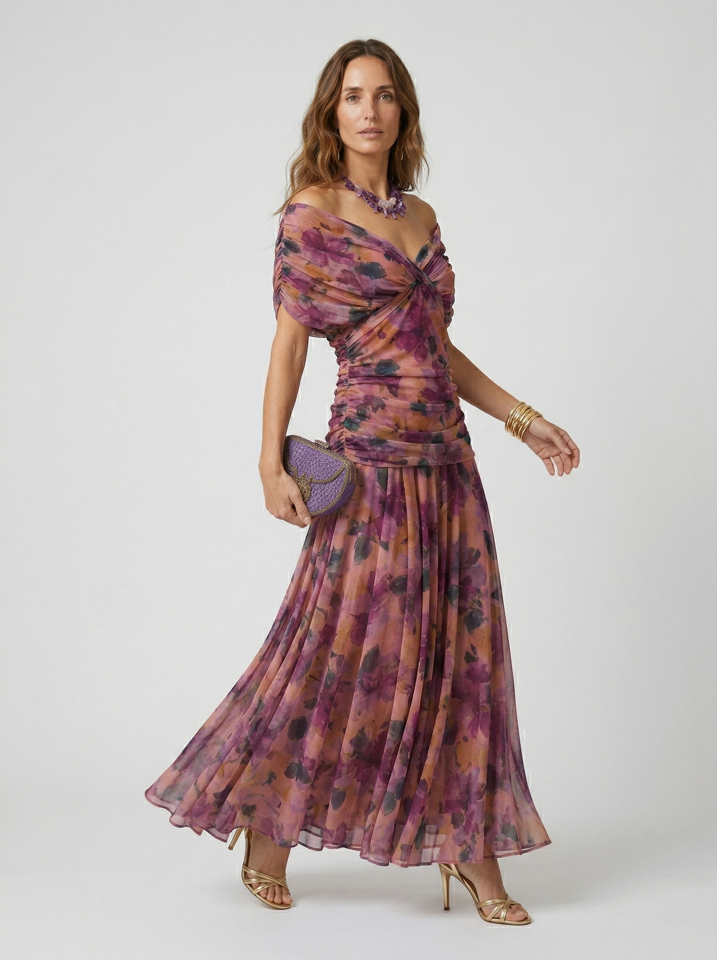 Robe longue à encolure en V
