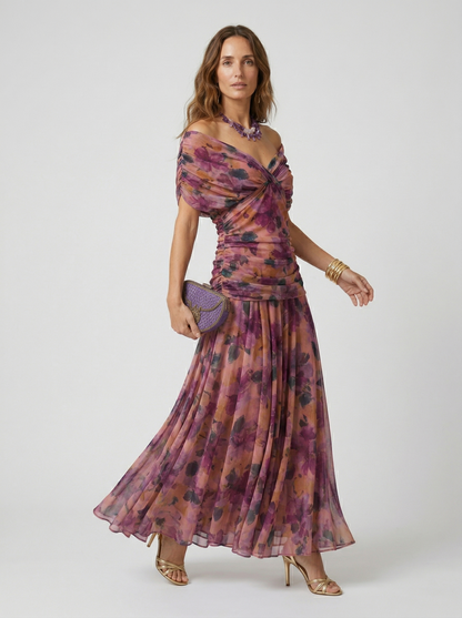 Robe longue à encolure en V