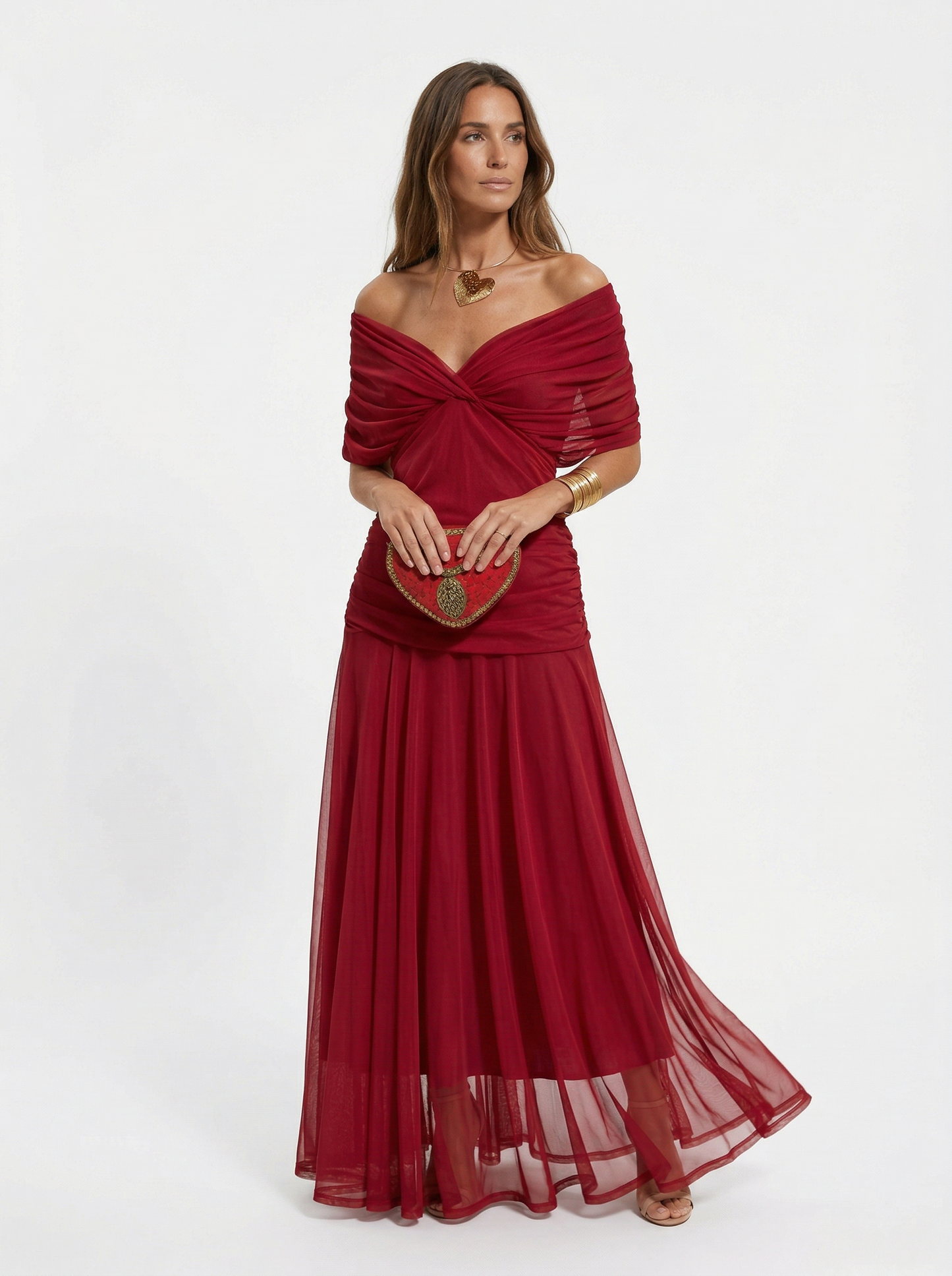 Robe longue à encolure en V