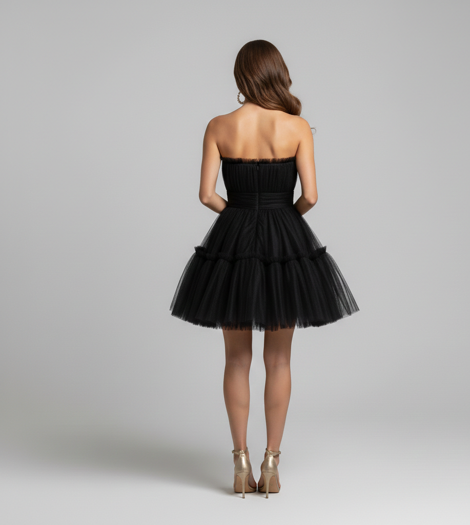 Vestido Sueño de Tul – Top bandeau con lazo elegante