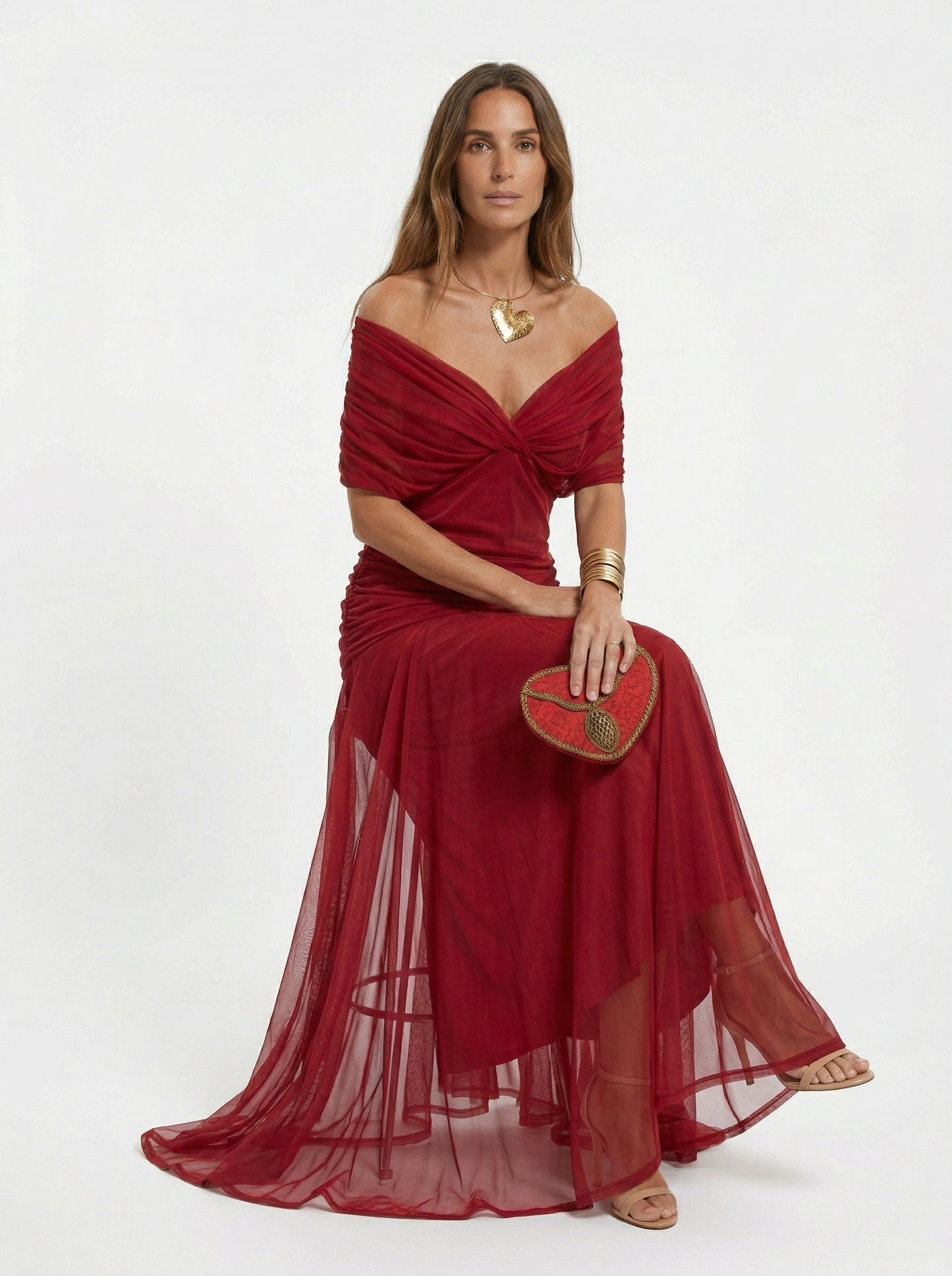 Robe longue à encolure en V