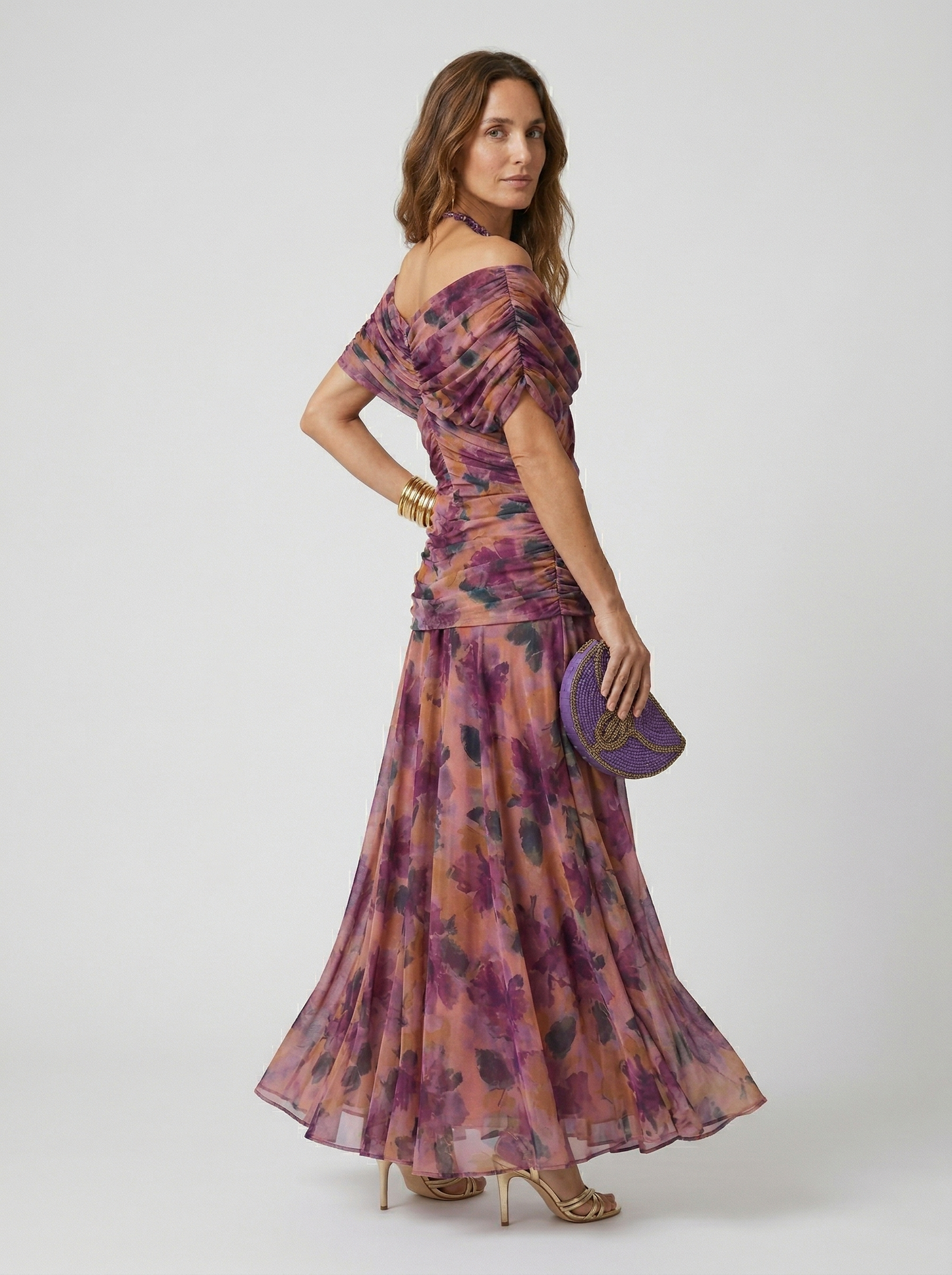 Robe longue à encolure en V