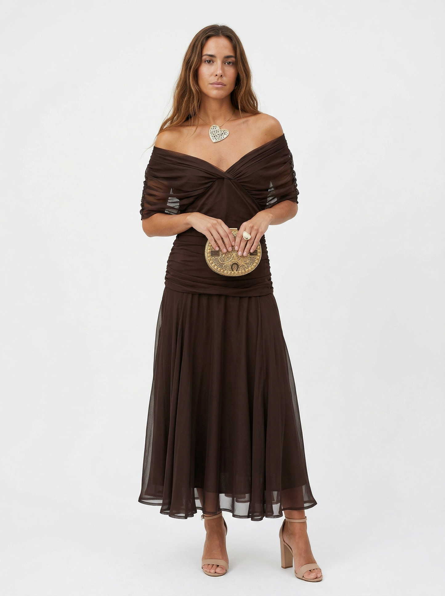 Robe longue à encolure en V
