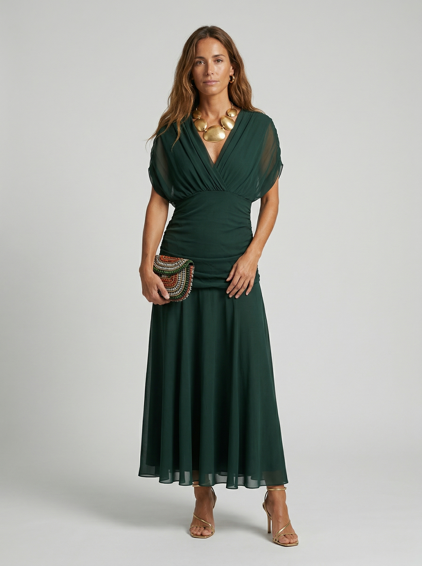 Robe longue à encolure en V