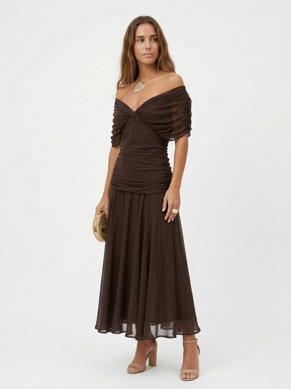 Robe longue à encolure en V