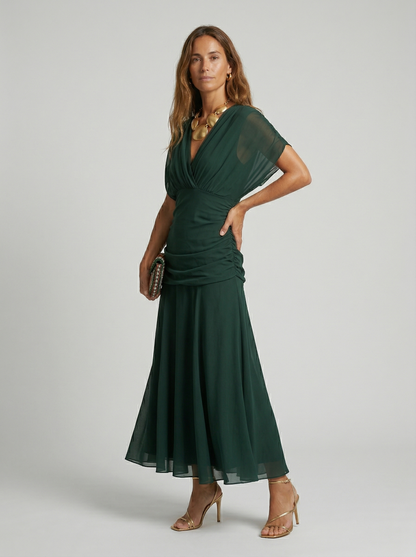 Robe longue à encolure en V