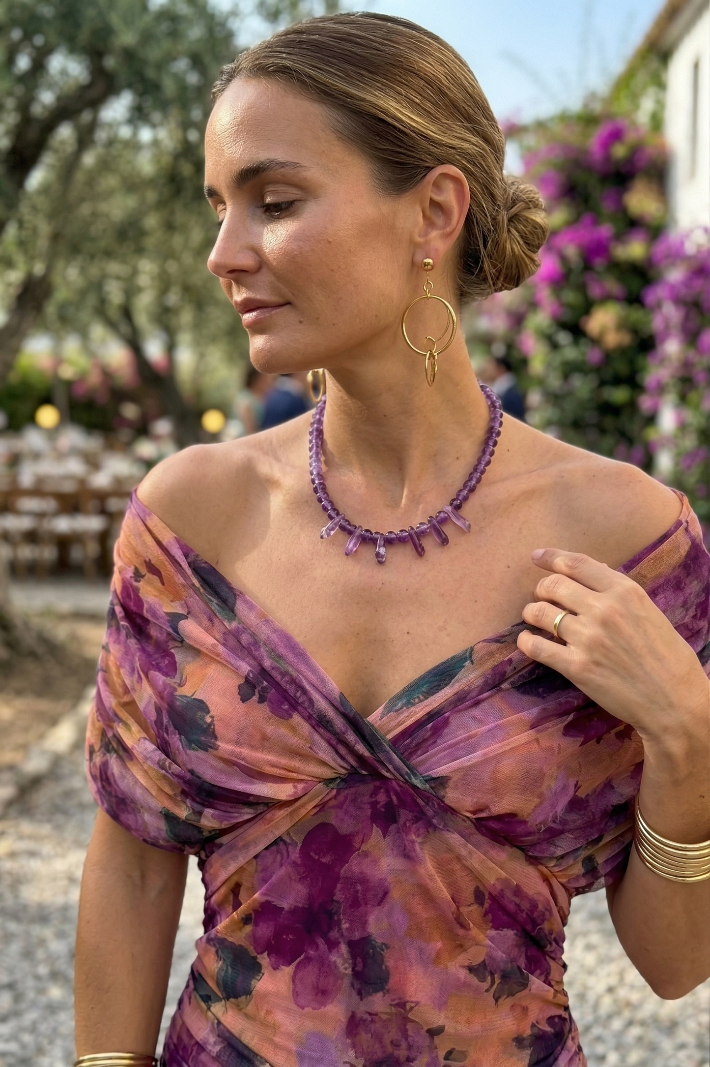 Robe longue à encolure en V