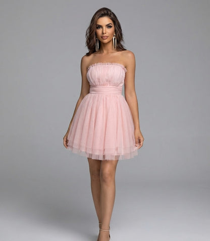 Vestido Sueño de Tul – Top bandeau con lazo elegante