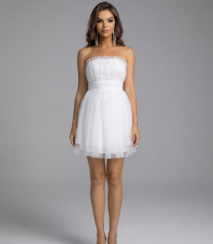 Vestido Sueño de Tul – Top bandeau con lazo elegante