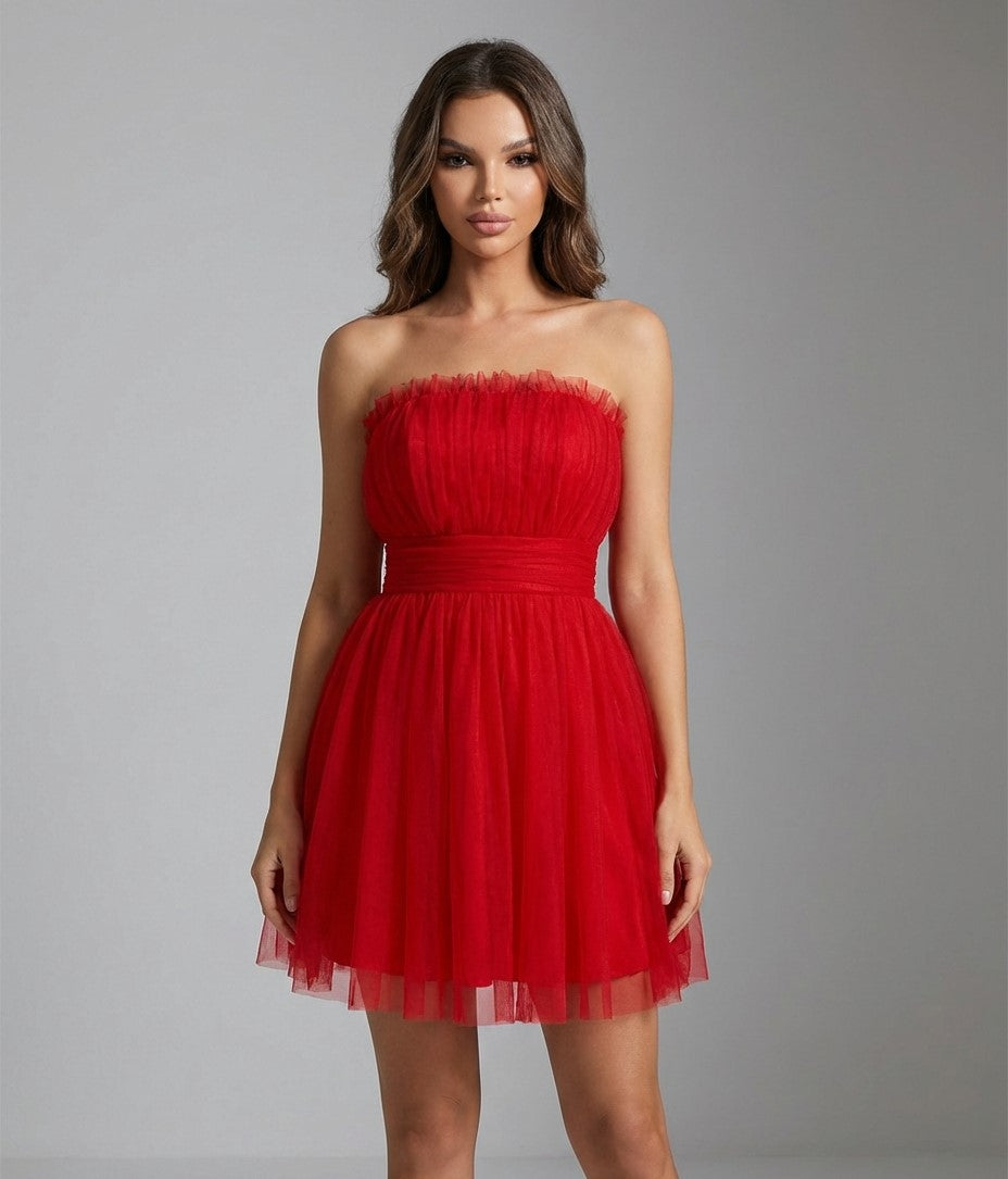 Vestido Sueño de Tul – Top bandeau con lazo elegante