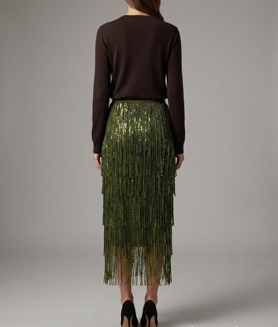 Falda Midi Verde Oliva