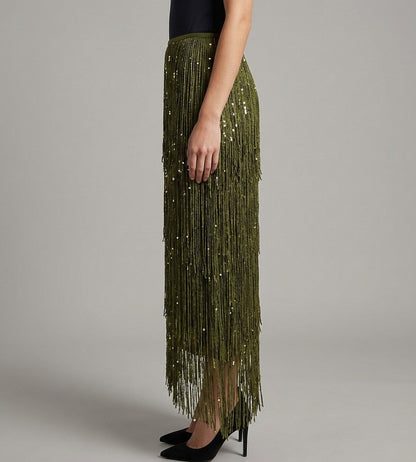 Falda Midi Verde Oliva