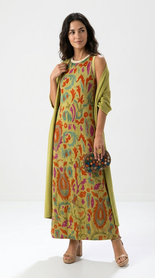Élina | Ensemble de robe longue imprimée avec veste assortie