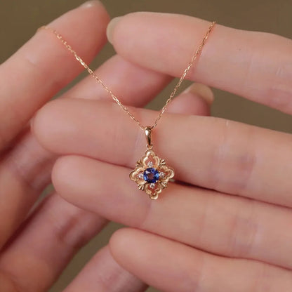 Collier Rétro Argent 925 avec Zircon Bleu
